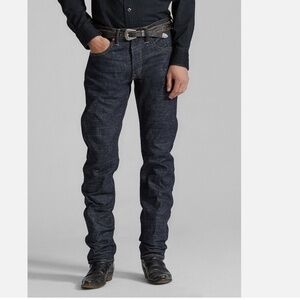 RRL Slim Flit Limited-Edition Rigid Raw Denim Jeans Made USA oz 34 W Wool Blend